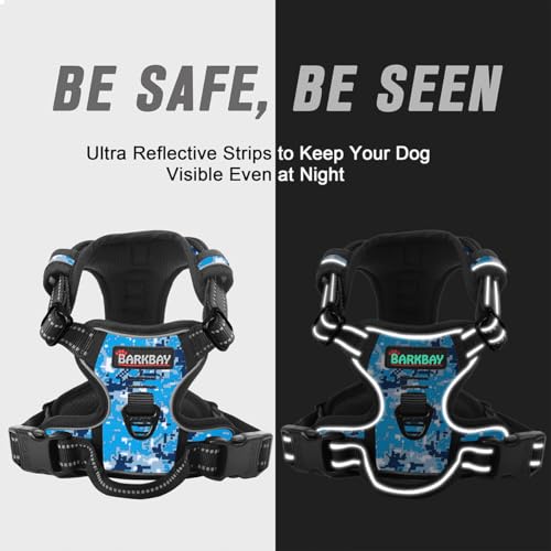 BARKBAY Dog Harness No Pull for Small Sized Dog Front Back Clips,Dog Vest - color: Blue Camo, size: X-Small(Chest:15.5-19.5”)