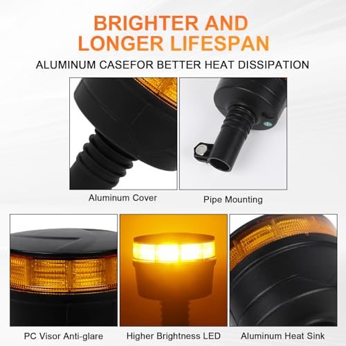 Amber Beacon LED Emergency Strobe Light, 7 Flash Modes Warning - color: Style 8