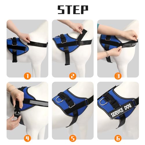 MUMUPET Service Dog Vest, No Pull & Reflective Dog Harness, Blue, M - color: Blue, size: Medium
