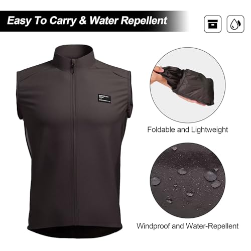 INBIKE Unisex Cycling Vest Windproof Lightweight Sleeveless Jacket - color: Brown, size: Small