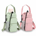 2 Pack Water Bottle Holder Bag with Strap for 30-40 Oz Bottles - color: green and pink
