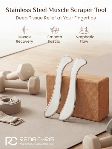 Rena Chris 2PCS Stainless Steel Muscle Scraper Tool for Deep Tissue Massage
