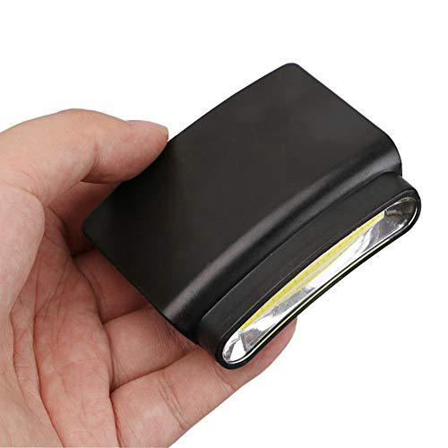 LED Headlamp Cap Light - COB Clip On Light 3 Modes Hard Hat Light Lightweight Hardhat Light- Perfect for Running, Camping, Fishing, and Outdoor Activities(1 Pack,3 AAA Batteries Included)