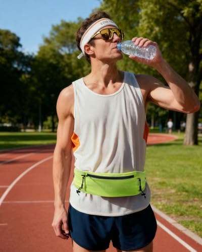 WATERFLY Running Belt Fanny Pack, Runner Race Belt with Bib Clip Yellow - color: Yellow