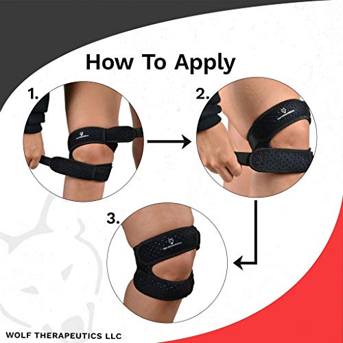 Dr. Wolf Dual Knee Strap For Patellar Tendon Support – Pain Relief Band For Jumper’s Knee, Basketball, Running, Tendonitis, Patellofemoral, Chondromalacia Patellae - Adjustable Neoprene Brace