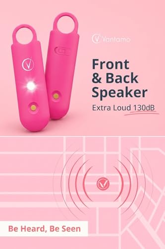 Vantamo Personal Alarm for Self Defense with Low Battery Notice, Strobe Light & Extra Loud 130 dB Double Speakers Safety Keychain Set for Women, Rechargeable Panic Button for Womens Self Defense - color: Watermelon