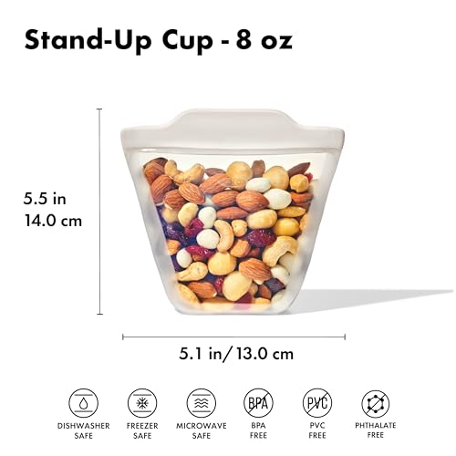 OXO Good Grips Silicone Reusable Bag - Stand-Up Cup (8 oz), Oat - color: Oat, size: Cup (8 oz)