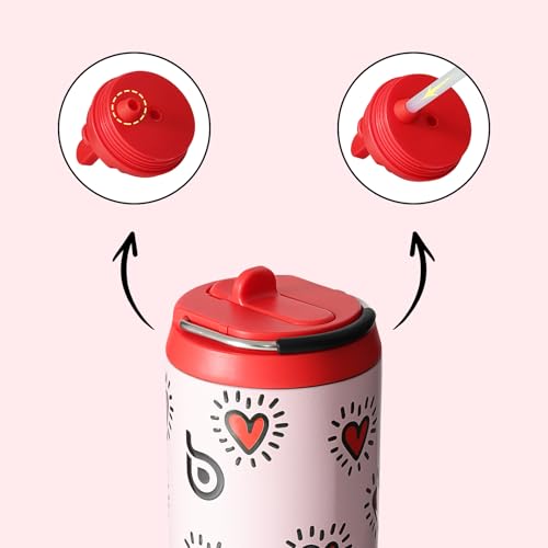 BOTTLE BOTTLE Insulated Water Bottle 24oz with Straw Lid and Handle Sports - color: Heart Beats