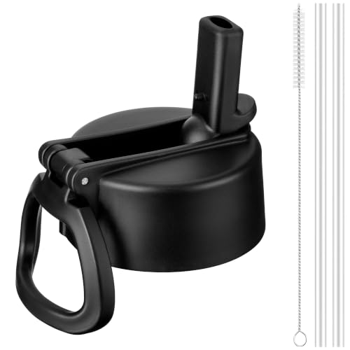 Straw Lid for Hydro Flask Wide Mouth 12-64oz Water Bottles - color: Black 1 pack
