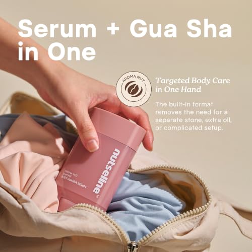 Nutseline Slim Fit Gua Sha Serum – Korean Beauty Firming & Contouring Body Serum with Aromatherapy & Nut Extracts – Lightweight Lotion Texture for Sculpted Skin from Jawline to Calves – 60ml