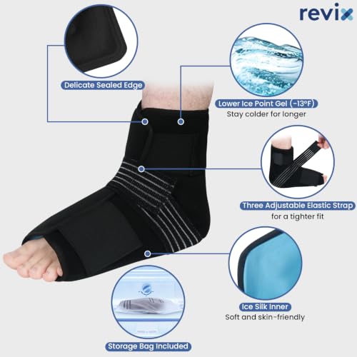 REVIX Foot Ankle Ice Pack Wrap, Gel Ice Packs for Feet Discomfort, 2 Packs