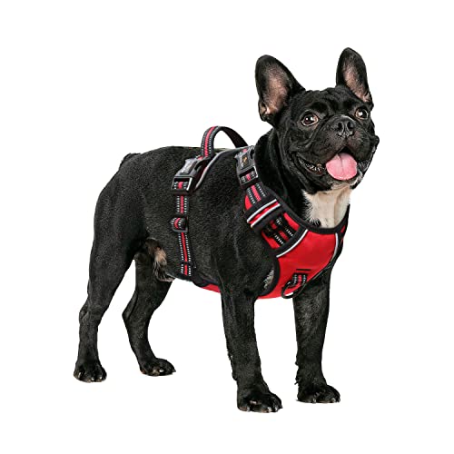 HEELE Dog Harness, Neck Release, No Pull Front Clip Vest, Reflective Red S - color: Lock Red, size: S (Pack of 1)