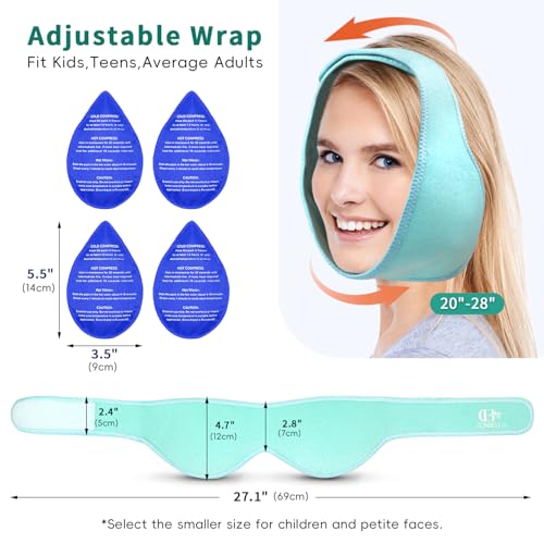 Wisdom Teeth Ice Pack Head Wrap for Pain Relief - Cold Hot Therapy for Face - color: Green