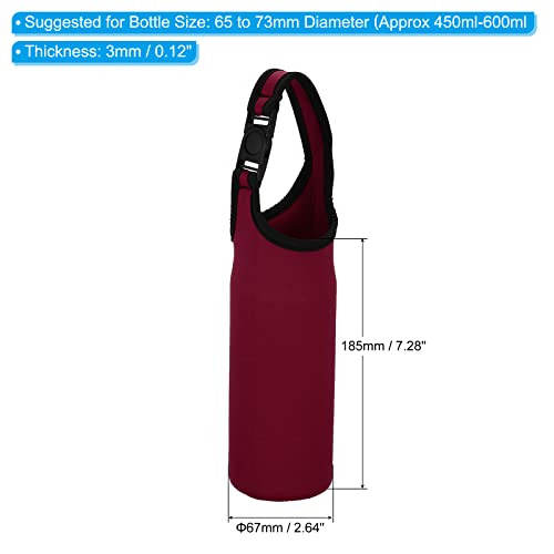 PATIKIL Water Bottle Sling Bag, Neoprene Portable Insulated Bottle Holder Carrier with Removable Adjustable Shoulder Straps - color: Wine Red