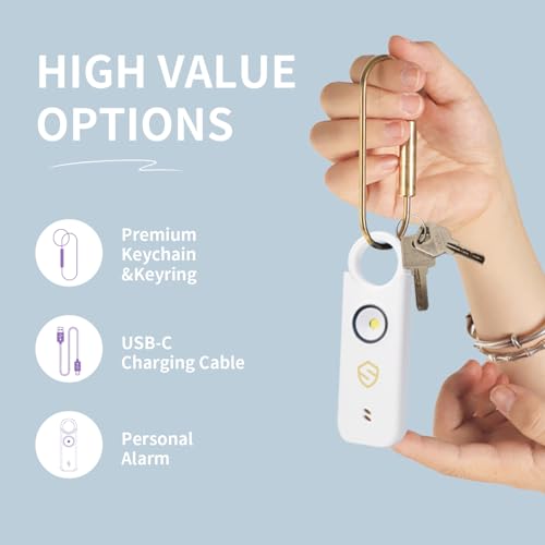 Personal Alarm for Women, Men, Kids, Elderly, Self Defense - Designed by Women 140DB Extra Speakers Alarm with Strobe Light, Rechargeable, Safety Alarms and Premium Keychain (Aqua Blue) - color: Aqua Blue