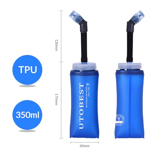 UTOBEST Soft Flask 350ML Collapsible Running Water Bottles - color: Blue-350ml*2