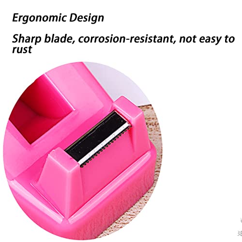 Desktop Tape Dispenser Heavy Duty Desk Accessories Floral Office Tape Dispensers, Weighted Non-Skid Base, Rose Red - color: Red