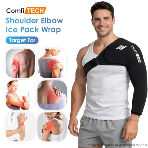 ComfiTECH Reusable Shoulder Arm Ice Pack Wrap for Pitcher & Recovery, XL - size: Extra Large, style: Black