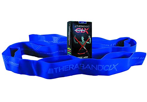 THERABAND CLX Resistance Band with Loops, 5-Foot Band - color: Level 4 / Extra Heavy - Blue