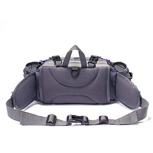 Outdoor Fanny Pack Hiking Fishing Waist bag 2 Water Bottle Holder Lumbar Pack - color: Purple