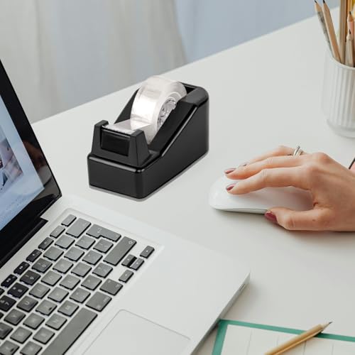 Desktop Tape Dispenser Black,Weighted Nonskid Base,Includes 6 Rolls of Tape - color: Black (6pcs Tape)