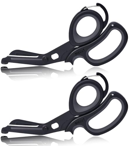 MEUUT Trauma Shears with Carabiner 7.5 Inch 2-Pack Medical Scissors - color: Black/Black+black/Black
