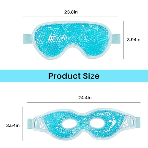 Cooling Eye Mask with Gel Bead 2 Pack Gel Eye Mask Cold Eye Mask for Relaxtion,Puffy Eyes Reusable Cold & Warm Compress for Puffiness,Dry Eyes,Headaches,Migraines,Stress Relief,Post Surgery - color: Blue-full&hole