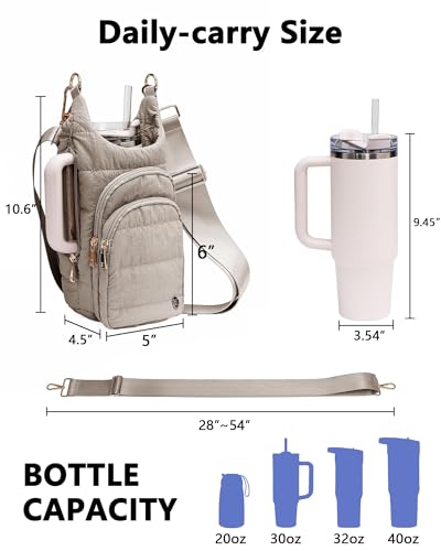 Water Bottle Holder with Strap 30/32 oz, Crossbody Water Bottle Carrier Bag - color: Mocha Brown