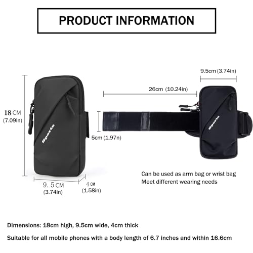 Cell Phone Armband Wrist Bag, Universal Fit, Water Resistant, Breathable, Phone Holder for Running Cycling Climbing Hiking Gym,Fits The Arm, Firm and Does Not Slide (Grey) - color: Grey