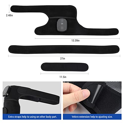 Cordless Electric Heated Knee Massager, 3-in-1 Heated Knee Massager with Heat for Knee Elbow Shoulder Wrap with 3 Vibration & Heating Modes (2 Pack) - style: Black 2 Pack