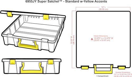 ArtBin Super Satchel 1-Compartment Craft Storage Box, Yellow Latches - color: Yellow