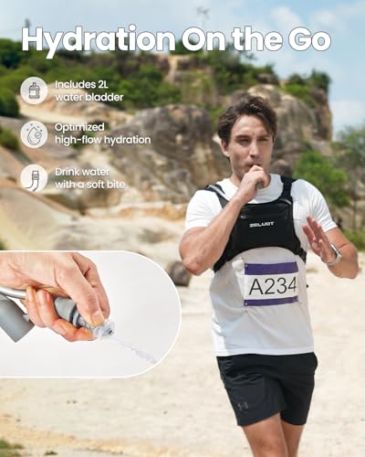 Zelvot Running Vest with 1L Water Bladder, Chest Pack for Men Women - color: Gray