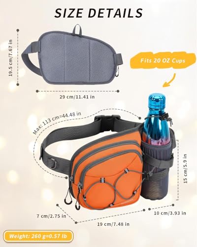 sportsnew Waist Pack with Water Bottle Holder, Fanny Pack for Men Women - color: Orange
