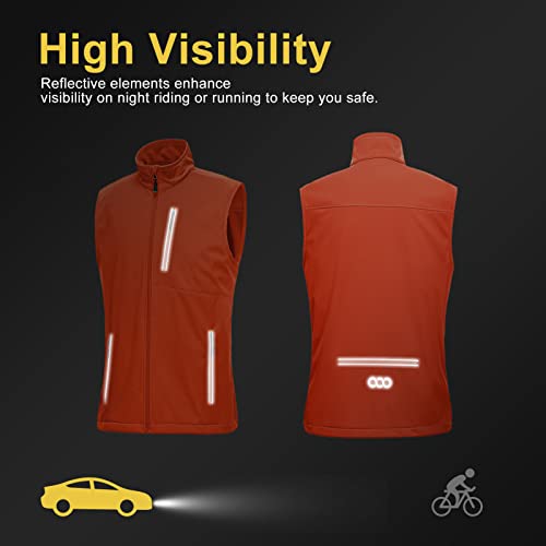 33,000ft Men's Windproof Lightweight Golf Vest Outerwear Sleeveless Jacket - color: Tangerine, size: Medium