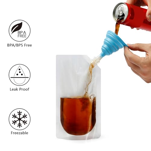 Concealable And Reusable Cruise Sneak Liquor Flask Drink Pouches Travel Drinking Alcohol Plastic Flasks bags with Funnel (8OZ-3PCS+16OZ-3PCS) - size: 8OZ3+16OZ3