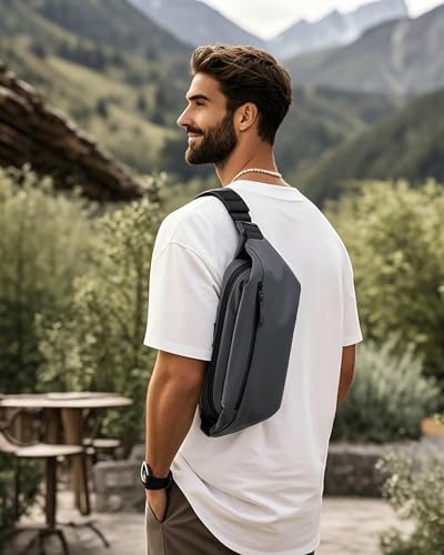 Fanny Pack for Men & Women | Adjustable Waist Bag (28-63 Inch Belt) – Large Waterproof Belt Bag for Hiking, Running, Travel, Gym | Phone Pouch with Zipper Pocket - color: Grey