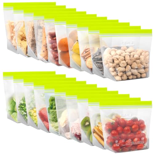 SPLF 20 Pack Reusable Sandwich Bags Dishwasher Microwave Safe - size: 20 Pack-Sandwich
