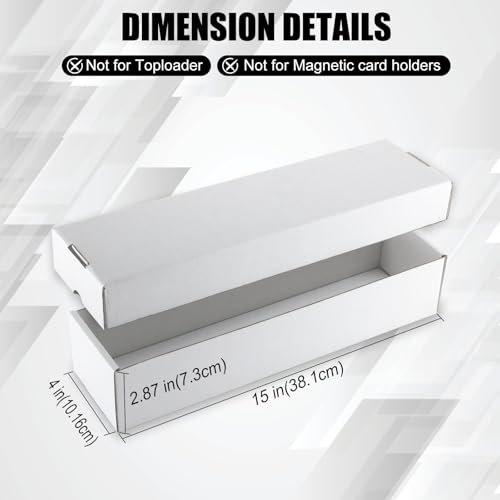 Trading Card Storage Box with Lid, 6 Pack White Cardboard Sports Card Box - size: 6 piece 15in for Standard