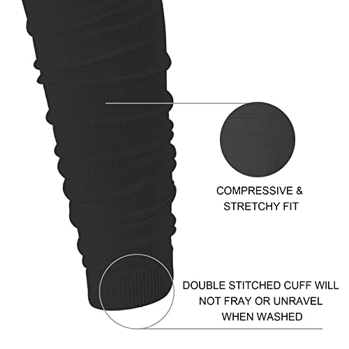 Black Football Scrunch Leg Sleeves for Men Women,Calf Leg Compression Sleeve for Kids/Adults Boys Youth Athletes Running.Elastic Soccer Basketball Leg Sleeves.Football Accessories. - color: Black