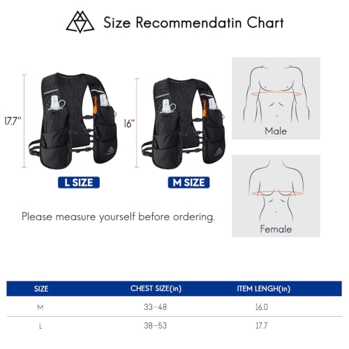 Haimont 5L Trail Running Hydration Vest with Soft Flasks - color: Black, size: Medium