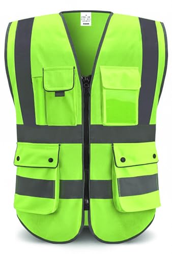 XIAKE Reflective Safety Vest for Men & Women High Visibility Class 2 Vest with Pockets Meets ANSI Standards - color: Green, size: Small