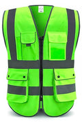 XIAKE Reflective Safety Vest for Men & Women High Visibility Class 2 Vest with Pockets Meets ANSI Standards - color: Green, size: Large