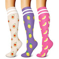 FEYHAY Copper Compression Socks (3 Pairs) 15-20 mmHg Circulation is Best Athletic & Daily for Men & Women, Running, Climbing - color: 29 Pattern 2, size: Large-X-Large