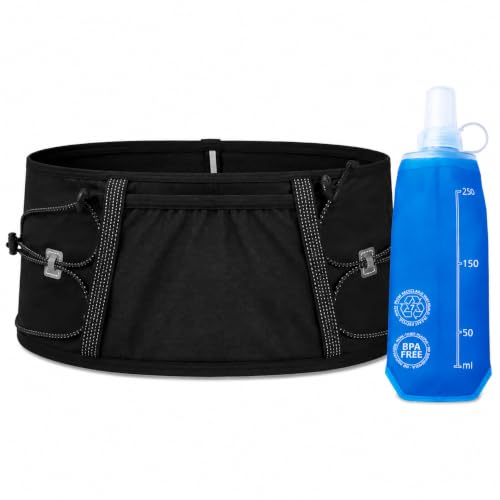 Running Belt for Men Women with 250ml Soft Water Bottle,Running Fanny Pack - size: S/L（25in-37in）