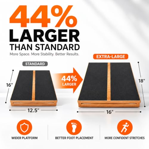 16" Wide Slant Board for Exercise, Calf Stretch Board, 500 lbs Capacity - size: Large Wide Slant Board (18”L × 16”W)