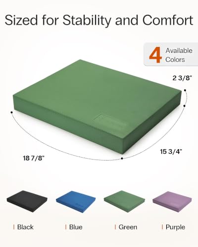 StrongTek Foam Balance Pad, Extra-Wide 19 x 15.8 x 2.4 in, Non-Slip TPE - color: Green