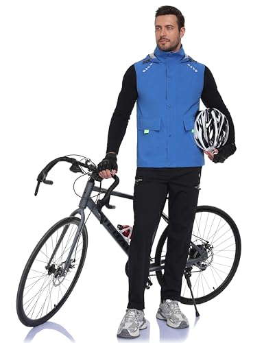 Little Donkey Andy Men's Hooded Cycling Vest - color: Blue, size: Medium