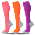 fenglaoda 3 Pairs Compression Socks for Women & Men Knee High Nurse Pregnant Cute Medical Running Travel Athletic - color: 00-3pairs-20, size: Small-Medium