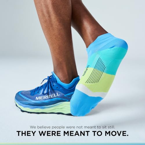 Feetures Elite Ultra Light No Show Tab Ankle Socks - Sport Sock with Targeted Compression - color: Arctic Blue (1 Pair), size: Large