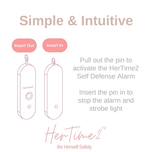 HerTime2 Personal Safety Alarm for Women - Loud Self Defense Siren, Waterproof Keychain with Strobe Light - Battery Powered, Black - color: Black, style: Battery Powered